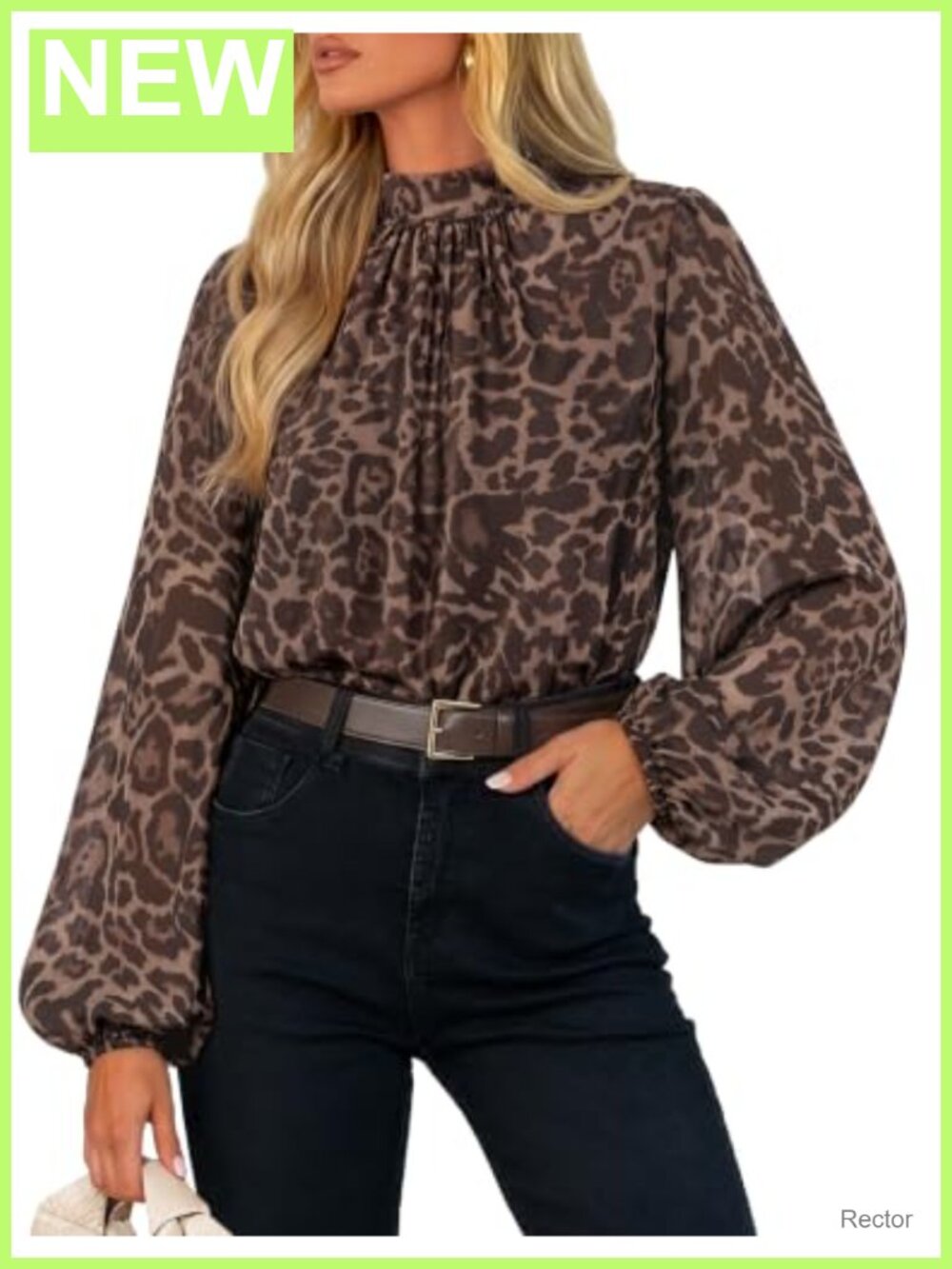 Women's Chiffon Blouse Long Sleeve Mock Neck Dressy Casual Work Top
